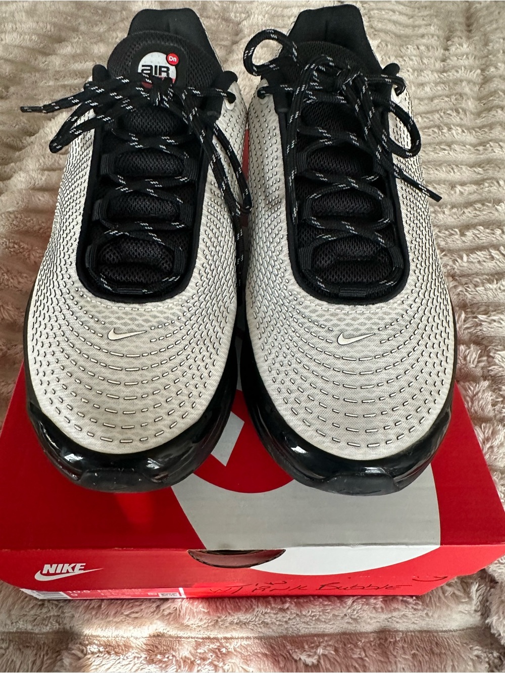 Nike Womens DN8’s Air Grey/Black w/red bubble sole - barely worn